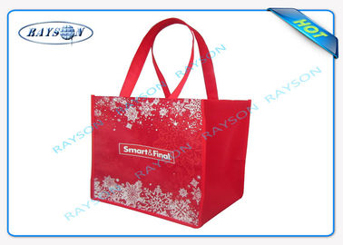 Handle Red 100% Virgin Polypropylene PP Non Woven Shopping Bag Silkscreen Printing