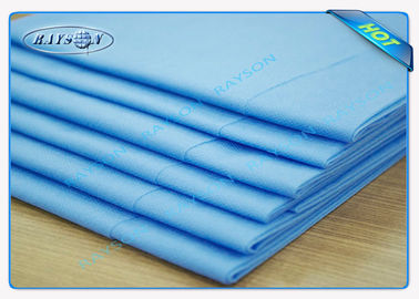 Clinic / Hotel Hygiene Blue Disposable Bed Sheet Easy Carry Paper Bedsheet