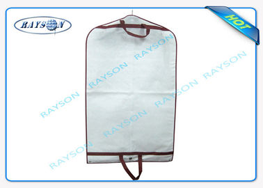 Embossed Personalised Non Woven Fabric Bags , White Clothing Cover PPSB Webbing