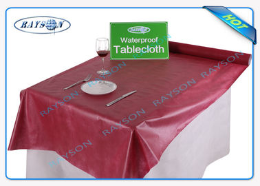 Wine Red Waterproof Spunbond Non Woven Tablecloth In Square Shape