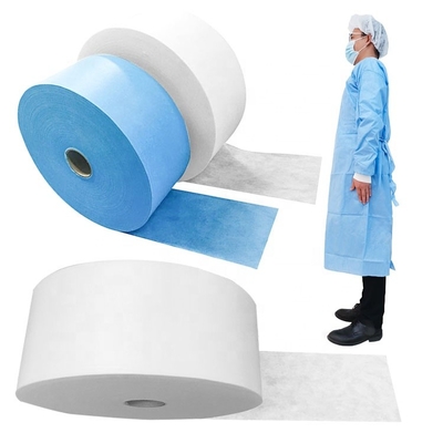 Blue Color Hydrophobic SMMS Non Woven Fabric For Hospital Medical Gown